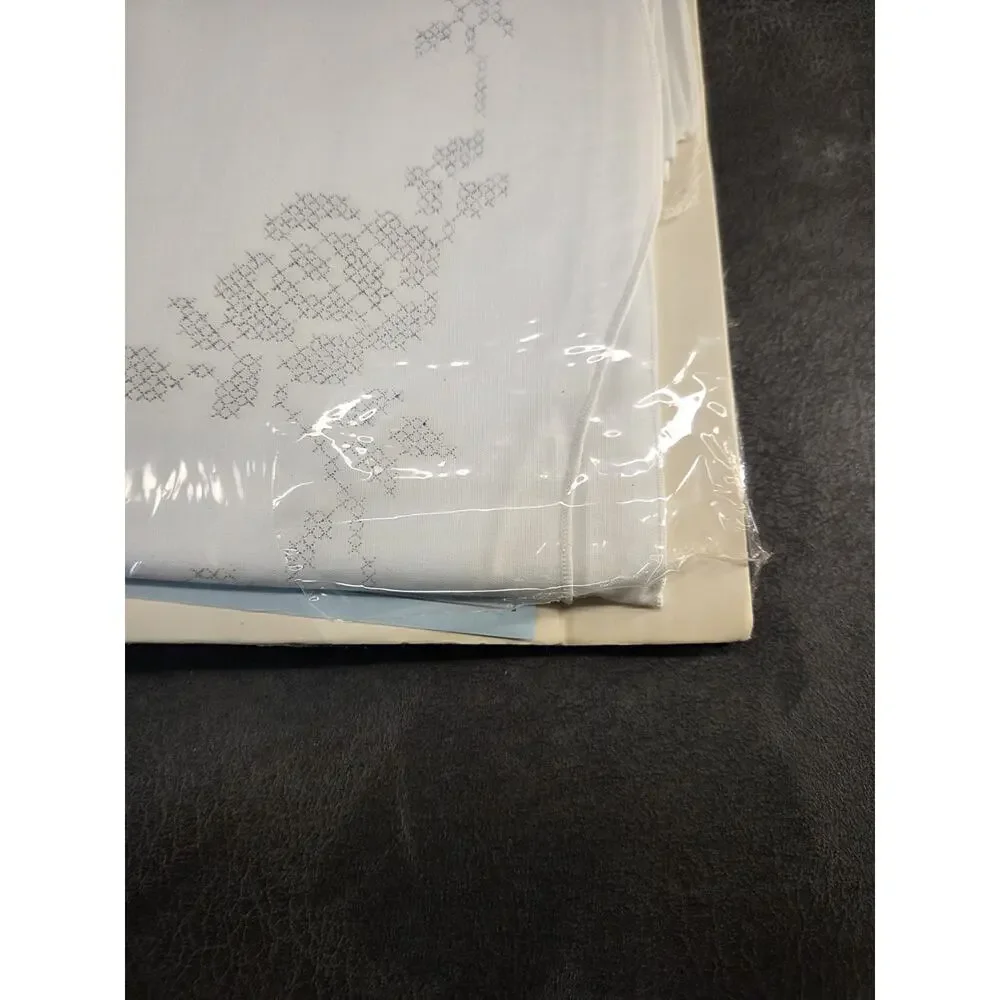 Vtg Stamped Pillowcase Kits Vogart Floral Scroll WonderArt Rose Circle NOS Set 2